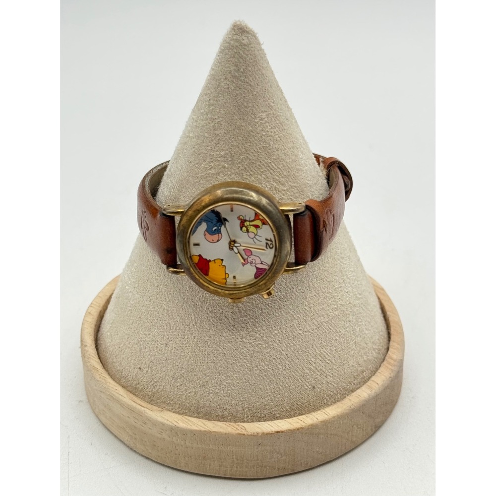 Vintage Disney Winnie the Pooh Friends Watch SII MU0667 Gold Tone Leather Band